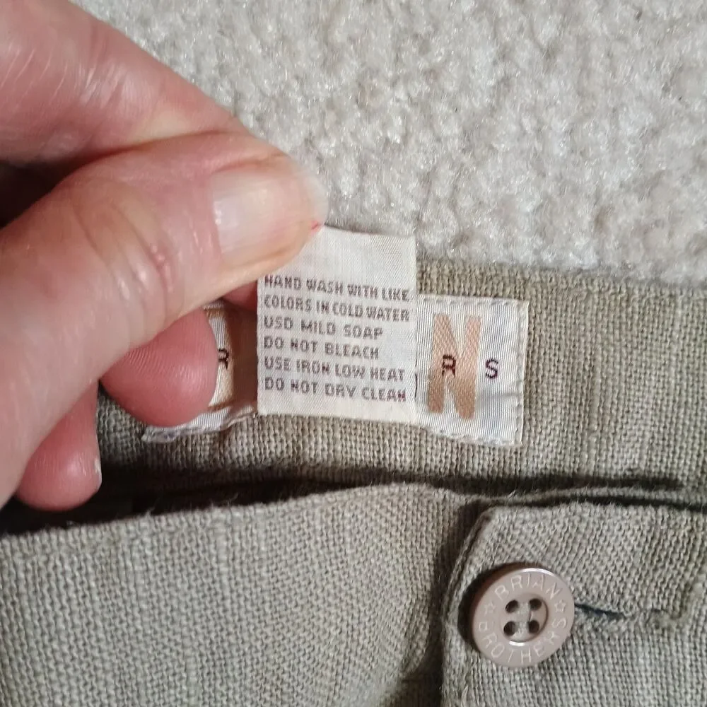 Vintage Brian Brothers Mens Pants  Linen Blend beige (36x32) Dbl pleated 90s Y2K